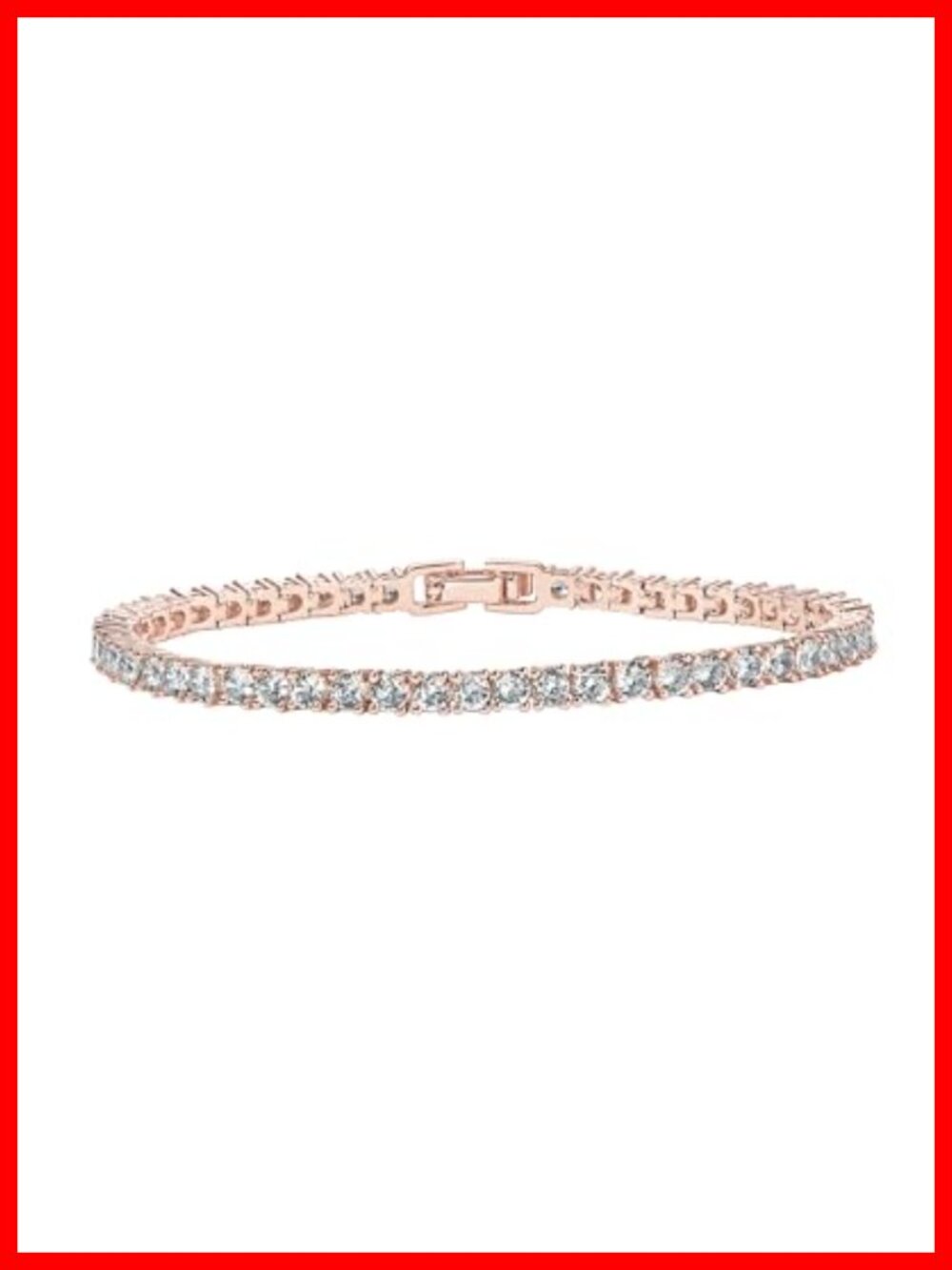 14K Rose Gold Plated Tennis Bracelet 3mm CZ 6.5 Inch